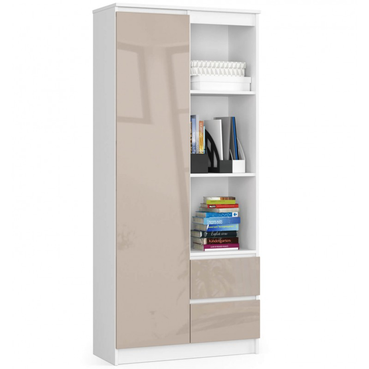 Regál R 80 cm CLP R11 bílá/cappuccino lesk