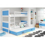 Dětská patrová postel s výsuvnou postelí RICO 190x80 cm Modrá Bílá - galerie #5