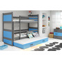 Dětská patrová postel s výsuvnou postelí RICO 160x80 cm Modrá Šedá - galerie #2